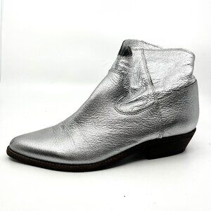 Nicole Leather Metallic Silver Boots